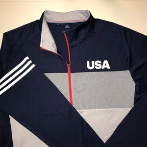 Men's Adidas 3 Stripes 1/2 Zip USA Pullover -Size L